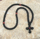 100-knot Wool Prayer Rope with Stone Beads - Red Agate