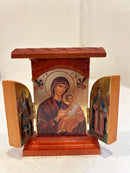 Triptych (Wooden, House Style) - Theotokos with Christ and Archangels 2