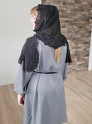 Embroidered Chiffon Women’s Headscarf – Black Roses