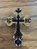 Cross Visor Clip: Gold with Blue Cross Inside
