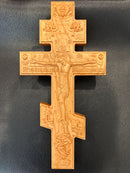 Wood wall cross with carved  crucifix
