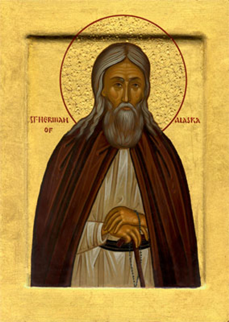 1HE07 St Herman of Alaska Platina Icon 4x6