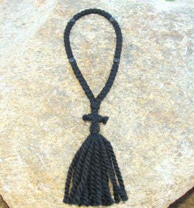 33 Wrist Black Bead Tassel Cross