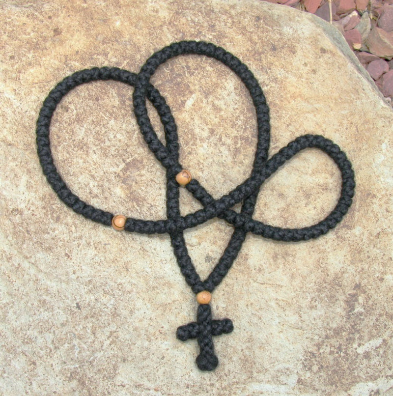 150-knot Prayer Rope - 4 ply with Olive Wood Beads