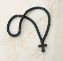 100-knot Greek Prayer Rope - Satin with Garnet Beads