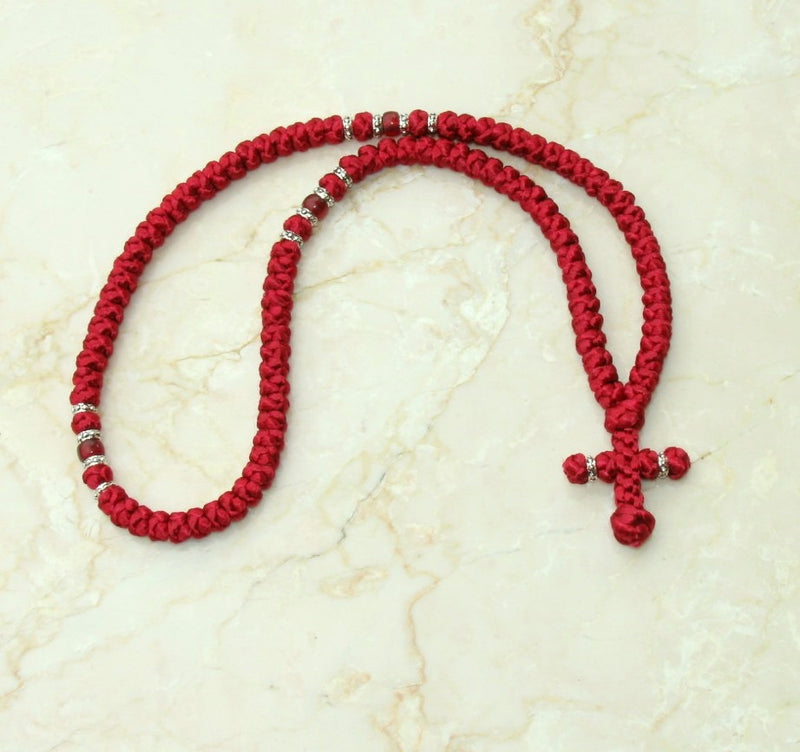 100 Knot Wine Satin Prayer Rope