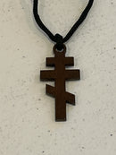 557B Wood 3 bar cross Necklace