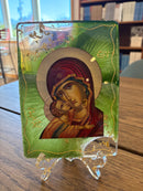 7x5 Green and Gold Resin Icon of the Theotokos