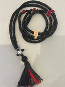 300 Knot Satin Prayer rope with Garnet bead and Tassel