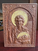 St. John the Forerunner Gilded Icon in Walnut