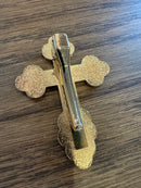 Cross Visor Clip: Gold with Blue Cross Inside