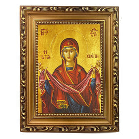 Virgin, Holy Skepe (Protection) Virgin Mary Belt - Byzantine Greek Icon Framed