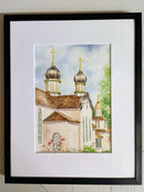 Watercolor St. Tikhon's Monastery Church