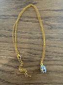 Egg pendant Blue on gold