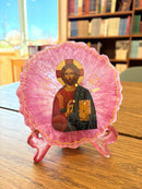 Pink 5 in Resin Icon of Christ