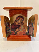 Triptych (Wooden, House Style) - Theotokos with Christ and Archangels 1