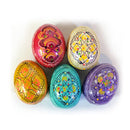 7012-5-PL Pearlized Colorful Ukranian Pysanky Hand Painted Wooden Eggs - 2 5/8 inch
