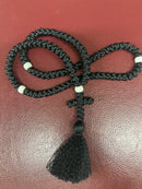 100 Knot Prayer Rope Black with white bead and tassel