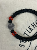 33 Knot Prayer Bracelet with Red Bead and NIKA Metal Accent