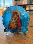 Blue 5in Resin Icon of The Theotokos