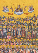 1SA18 Icon of The Synaxis of Athonite Saints 7.25x10.25