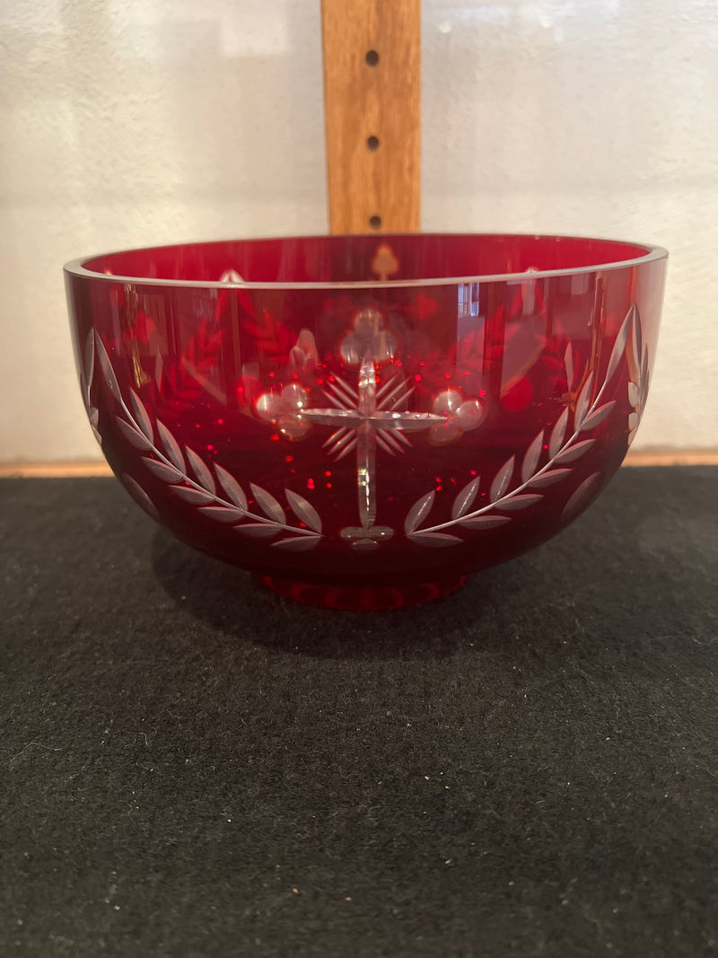 Holy Water Bowl - Cross Carved Glass