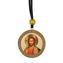 CA1 Christ Blessing and Nativity - Gold Foil Icon - Reversible Car Room Icon Ornament Pendant