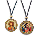 CA1 Christ Blessing and Nativity - Gold Foil Icon - Reversible Car Room Icon Ornament Pendant