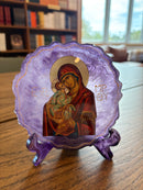 Lavender Resin Icon of the Theotokos