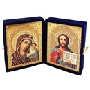 DIP-4-S Virgin of Kazan and Christ The Teacher Diptych in Velvet Case 3 1/4"