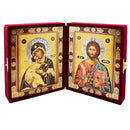 DIP-6-M Virgin of Vladimir and Christ The Teacher Diptych in Velvet Case 5"