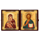 DIP-7-M Virgin of Vladimir and Christ The Teacher Diptych in Velvet Case 5"