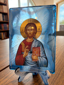 7x5 Blue Resin Icon of Christ