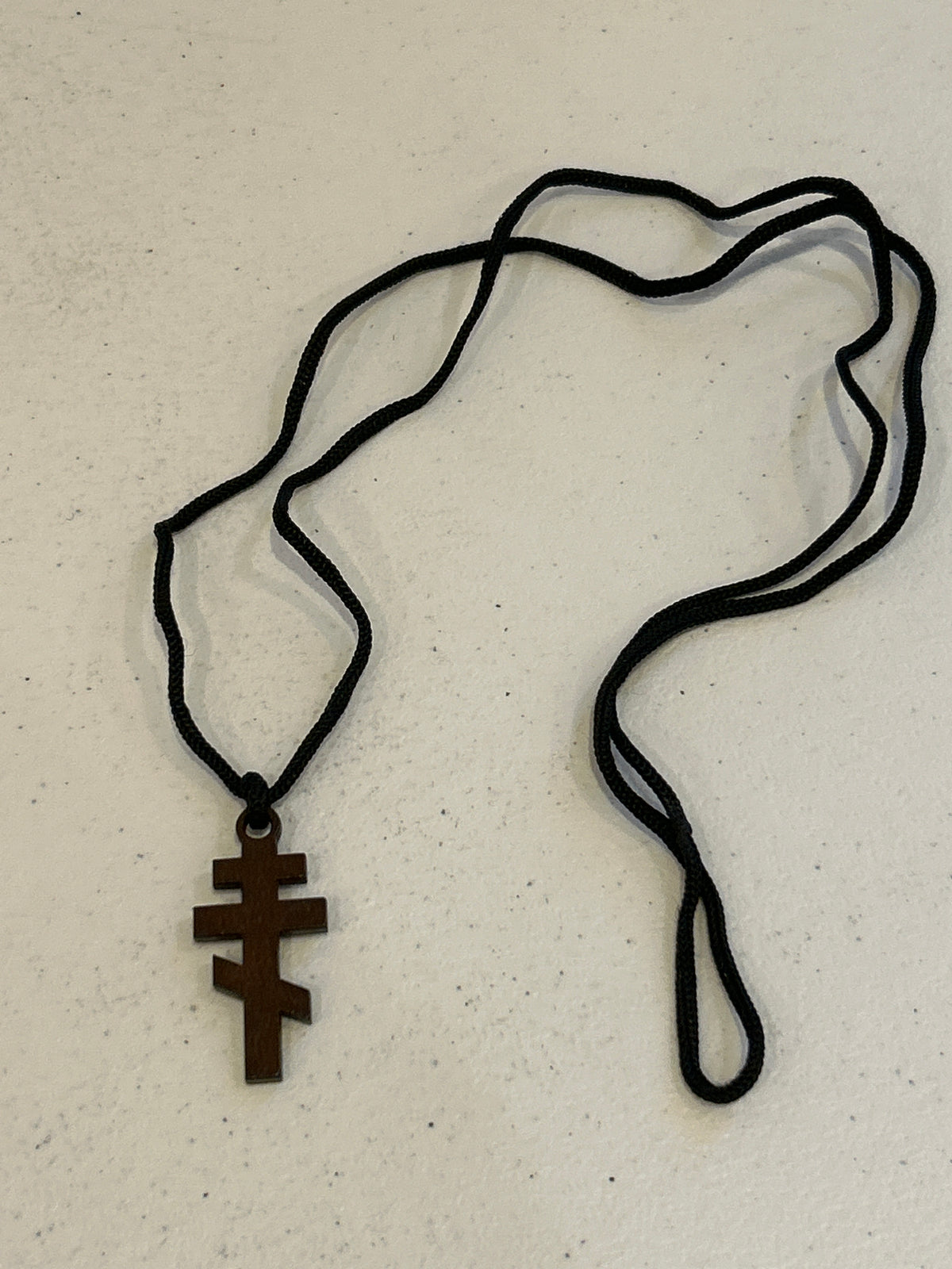 557B Wood 3 bar cross Necklace