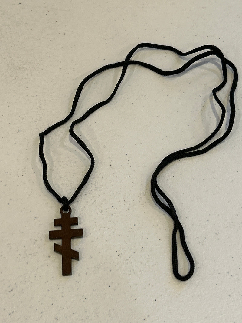 557B Wood bar cross Necklace - Main Image