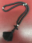 100 Knot Prayer Rope Black with white bead and tassel