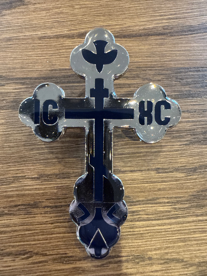 Cross Visor Clip: Silver with Blue Cross Inside