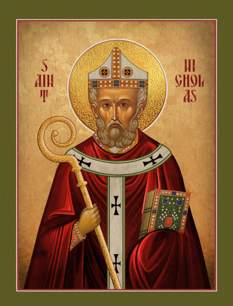 Saint Nicholas Icon (Green Border)