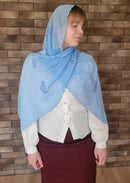 Embroidered Chiffon Women’s Headscarf – Light Blue Forget-Me-Nots