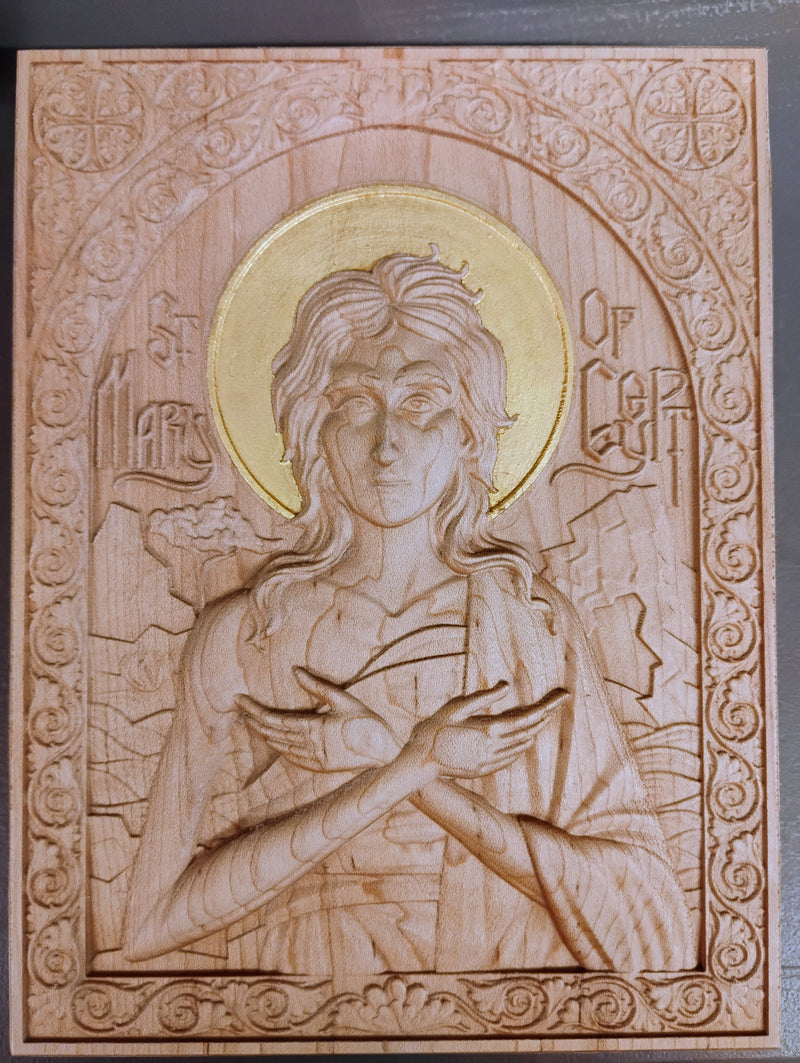 6 x 8 St. Mary of Egypt Maple Gilded Icon