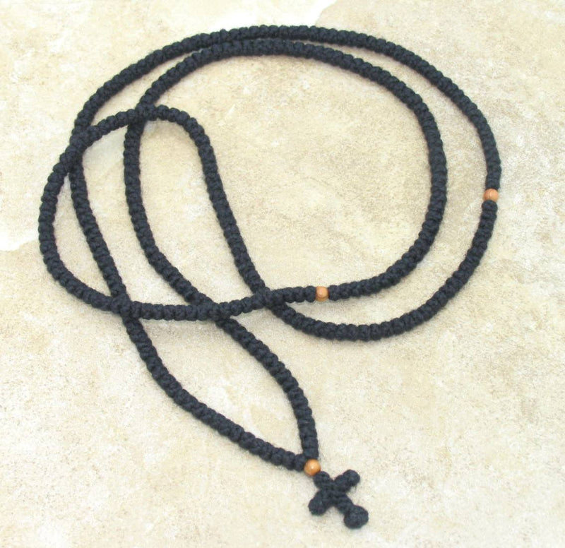 300 Knot Wool Prayer Rope with Olive Wood Beads