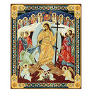 JC118-M Resurrection Icon Decent Into Hell of Christ and Lifting up Of Adam and Eve - Gold Foil Wooden Icon 4 3/4 inch, With Hook For Hanging on Wall and Stand for Standing