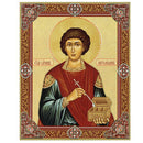 JC136-M Russian Healer St Saint Panteleimon Gold Foil Wooden Icon