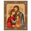 JC142-S Holy Family Gold Foil Wooden Icon 3 inch, Gold foil Cross on the Back Side