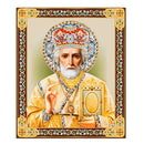 JC51-S Saint Nicholas Gold Foil Wooden Icon 3 inch, Gold foil Cross on the Back Side