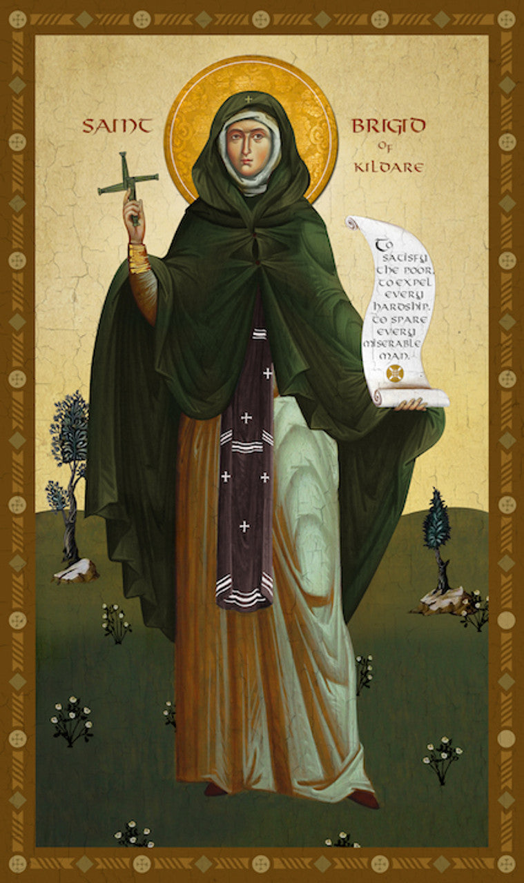 1BR10 Icon of St. Brigid of Kildare - 20th c. 3.75x6.25