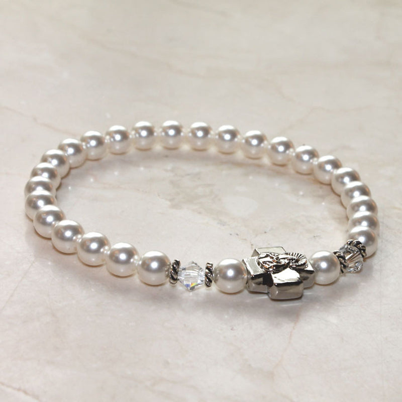 Prayer Bracelet Swarovski Snow white pearl