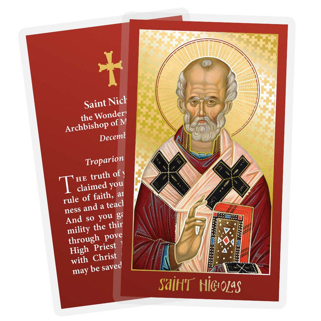 Saint Nicholas Icon Card - Red