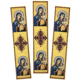 TBM103 Virgin Mary Eternal Bloom Tapestry Book Markers 9 1/8"x2"Textile Art