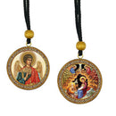 CA4 Nativity & Guardian Angel - Gold Foil Icons - Reversible Car Room Icon Ornament Pendant